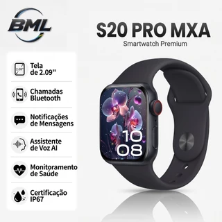 BML Relógio S20 PRO MAX Série 10 Smartwatch Tela AMOLED Monitor de Frequência Cardíaca com 7 pulseiras Esportivo