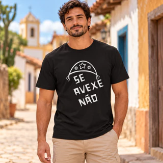 Camiseta Se Avexe Não Camisa Nordestina Casual Frase Nordeste Algodão Chapéu Estrela