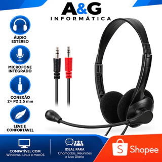 Headset com Microfone Office P2 para Uso Diário Bright