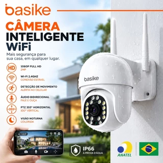 Basike Câmera de Segurança WiFi 1080P IP66 PTZ 300° Visão Noturna Colorida Áudio Bidirecional (YOOSEE)
