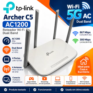 Roteador TP-Link Archer C5 – AC1200 WIFI 5 Ghz AC Dual Band USADO