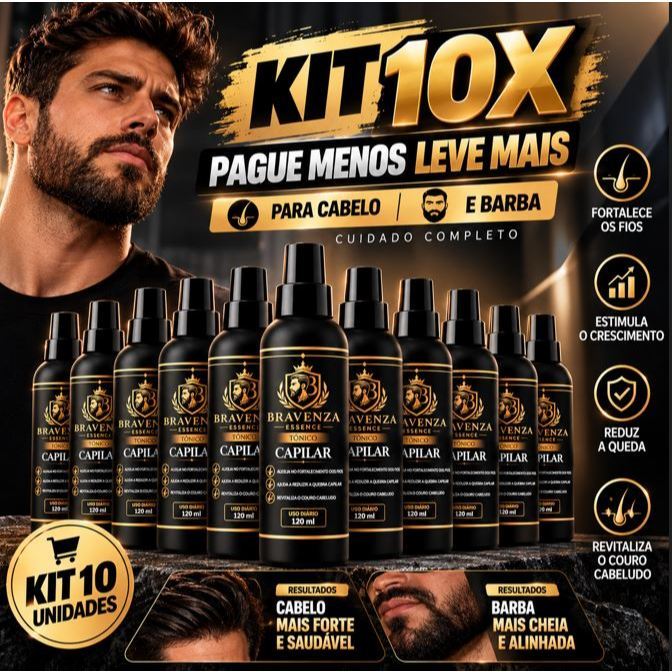 KIT 10X Tônico Capilar Cavanhaque Bigode Barba Cabelo Pro Barber Crescimento Fortalecedor antiquebra Envio Imediato