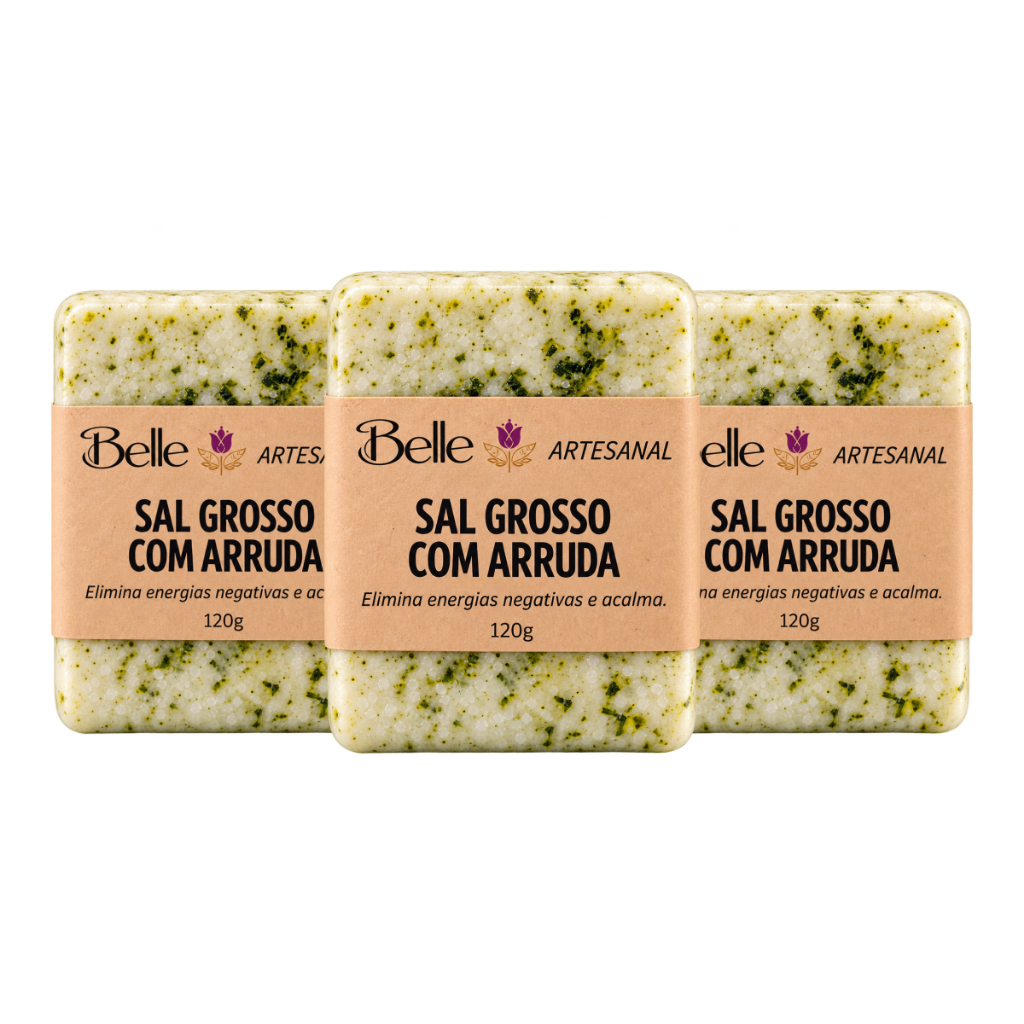 Kit Arruda 3, 6 ou 9 Sabonetes para Banho | Arruda com Sal Grosso | Limpeza Profunda e Bem-Estar