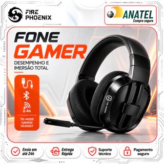 Fone Gamer Headset Sem Fio Bluetooth 2.4GHz USB-C Tri Mode com Microfone para PC PS5 PS4 Celular Fire Phoenix L80 Pro