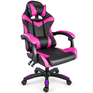 Cadeira Gamer Cor Rosa Ergonômica Estofado Couro Sintético
