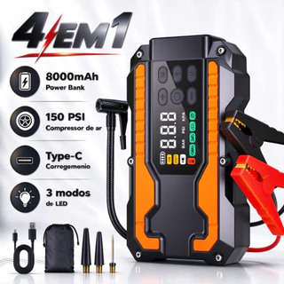 Auxiliar Partida Bateria Compressor Ar Emergência Portátil,20000mAh Auxiliar De Partida Bateria Veicular Com Power Bank