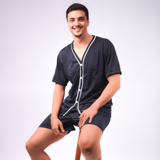 Kit Conjunto Pijama Masculino Adulto Gola V Com Botões Malha Confortável Calça e Short em Oferta na Shopee
