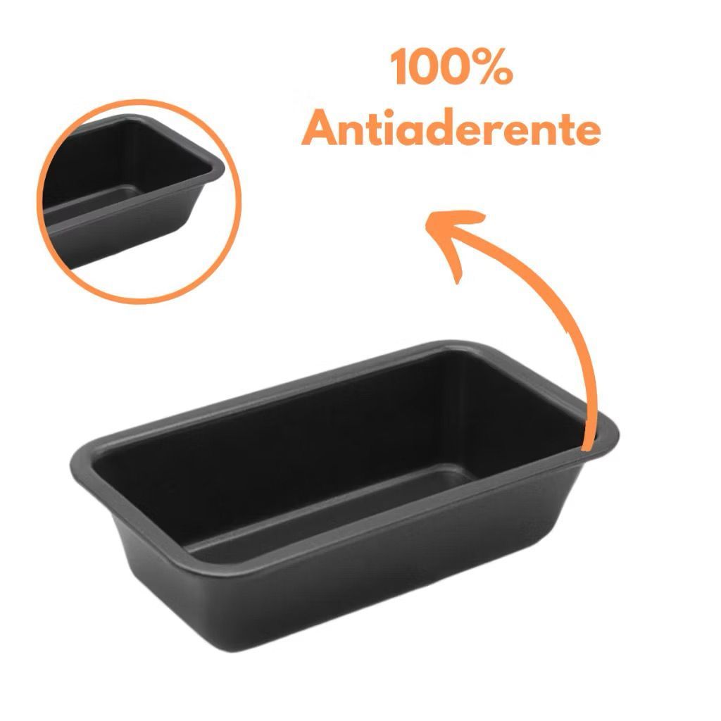 Forma Pão Retangular Antiaderente Preta Assadeira Bolo Pão C