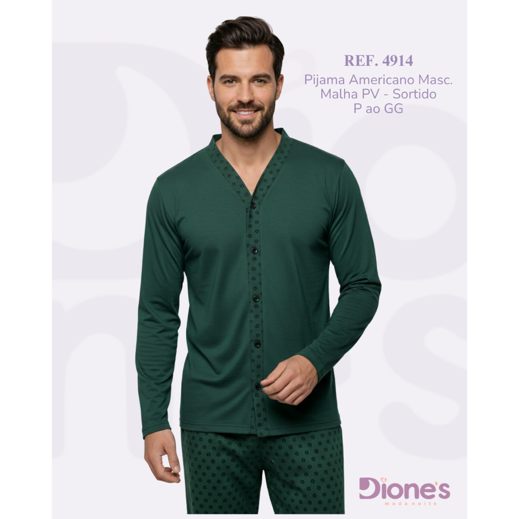 Pijama Blusa e Calça Conjunto Longo Americano Masculino Adulto Inverno Botão Cirúrgico Promoção em Oferta na Shopee