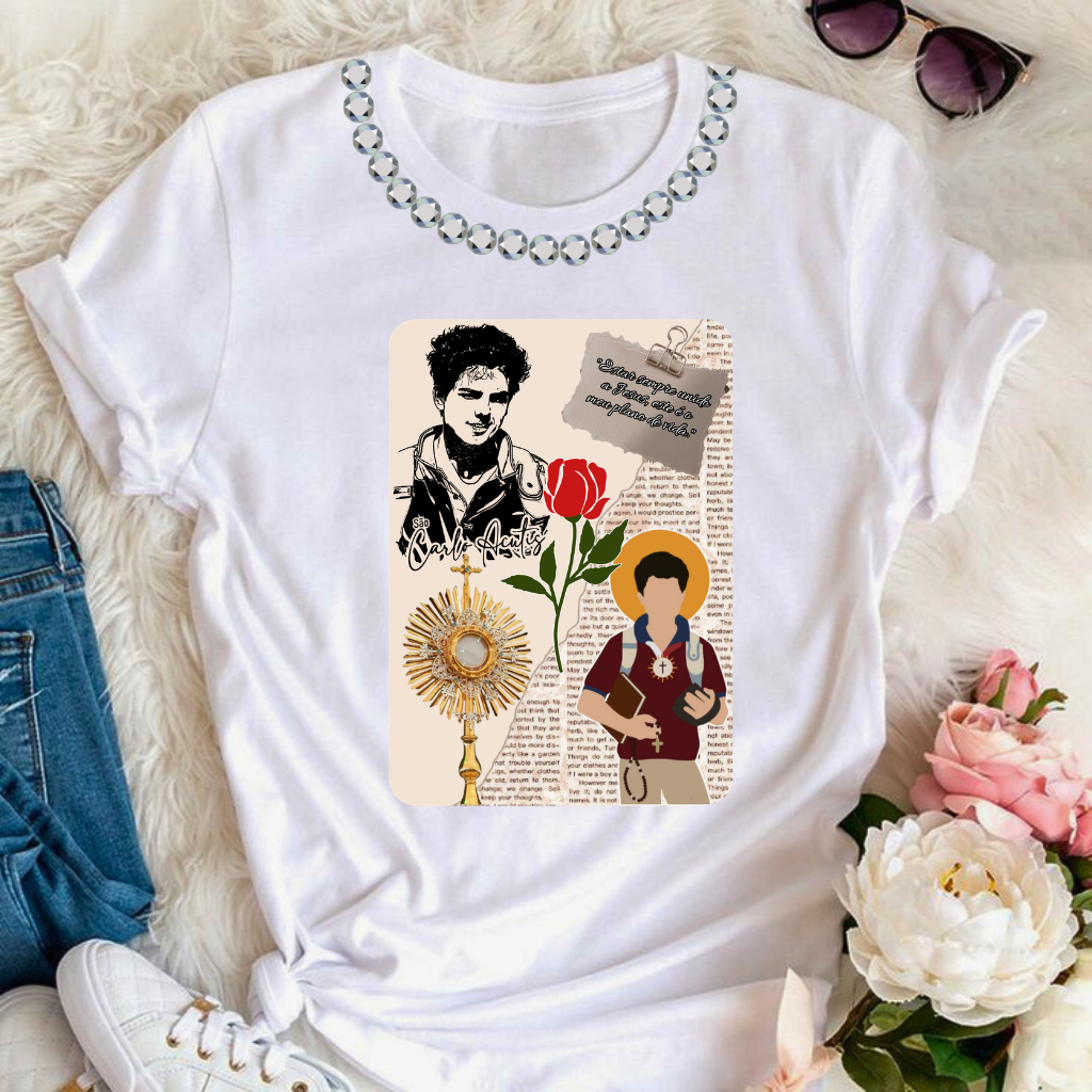 Camiseta Camisa Blusa Feminina Católica Santo Carlo Acutis Igreja ...