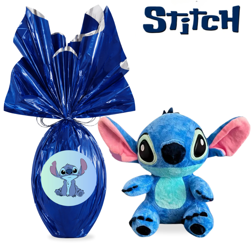 Ovo de Páscoa Lilo Stitch 280g Chocolate ao Leite com Pelúcia 25cm ...
