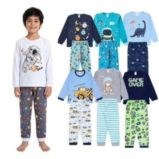 Kit Sortido 2 Pijamas Menino Inverno Tam 1 ao 14 Confortáveis em Oferta na Shopee