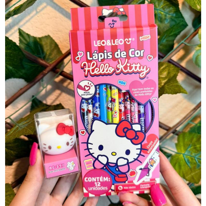 Kit Estojo 12 Lapis de Cor Hello Kitty Leo&LEo + Apontador