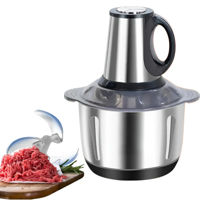 Processador Elétrico C/ alça Inox C/ 4 Lâminas Carne Legume 