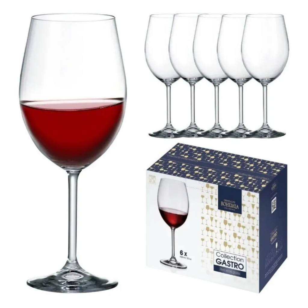 Jogo 6 Taças Cristal Titanium Vinho Tinto 580ml Cor Transparente