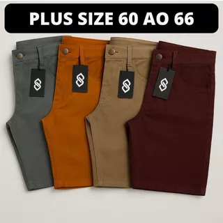 Kit 4 Bermudas Sarja Masculina Plus Size 60 Ao 66 Extra Xg