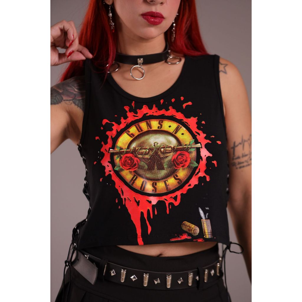 Cropped Regata Estilizado Guns N Roses Hard Rock | Shopee Brasil