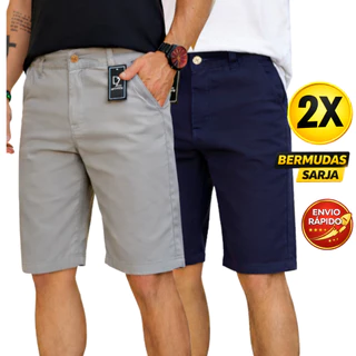 Kit 2 Bermuda Sarja Masculino Brim Alta Qualidade Modelo Esporte Fino