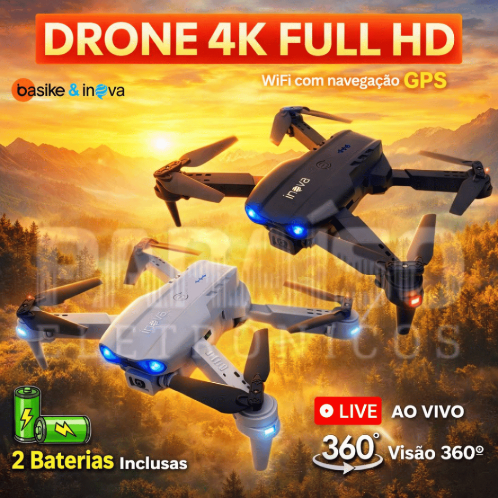 Drone com Câmera GPS 4K AIRCRAFT Inova FULL HD 2 BATERIAS Wi-Fi 2.4 ...