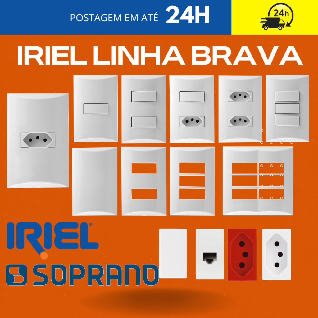 Tomadas10A 20A Teclas Placas Iriel Soprano Brava Furo