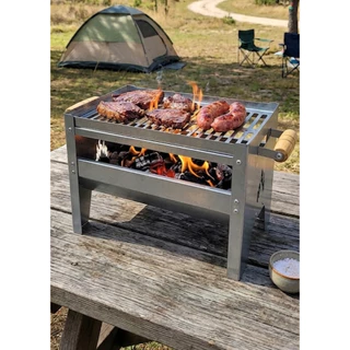 Churrasqueira Galvanizada Pequena Com Grelha Compactada Camping Móvel + Envio Rápido