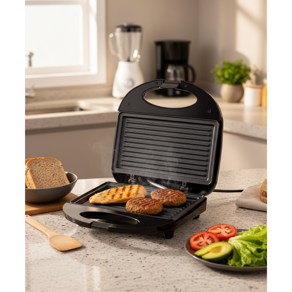 Sanduicheira Grill Elétrica 2 Em 1 Antiaderente Prensa 750W/