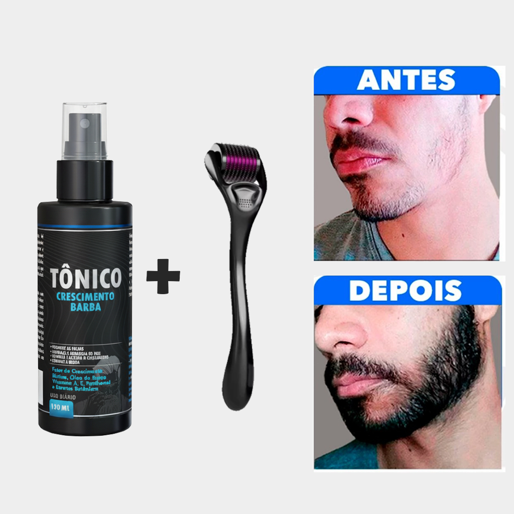 Kit Microagulhamento Crescimento Capilar Dermaroller + Tônico