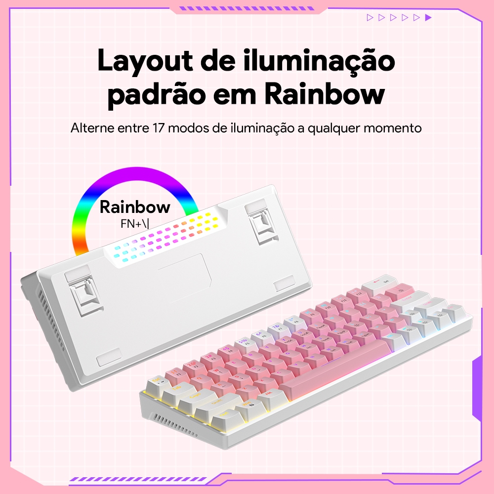 ZIFRIEND KA646 Teclado Mecânico Gamer 60% USB Com Fio ABNT2 Switch