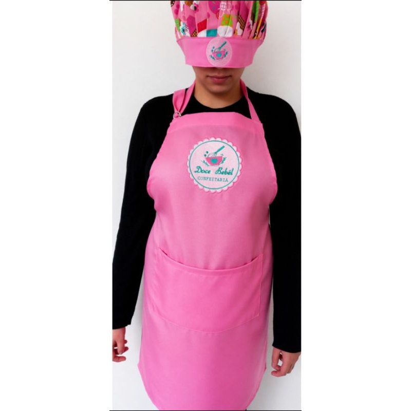 Avental e Touca personalizado, Confeitaria, Garço, Cozinheir