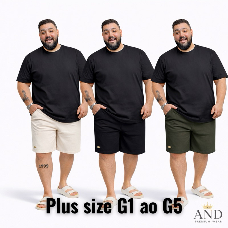 Kit 3 Short Plus Size Mauricinho em Linho – G1|G2|G3|G4|G5