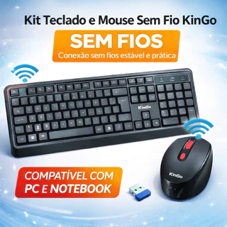 Teclado e Mouse Sem Fio ABNT2 Teclas Silenciosas KinGo