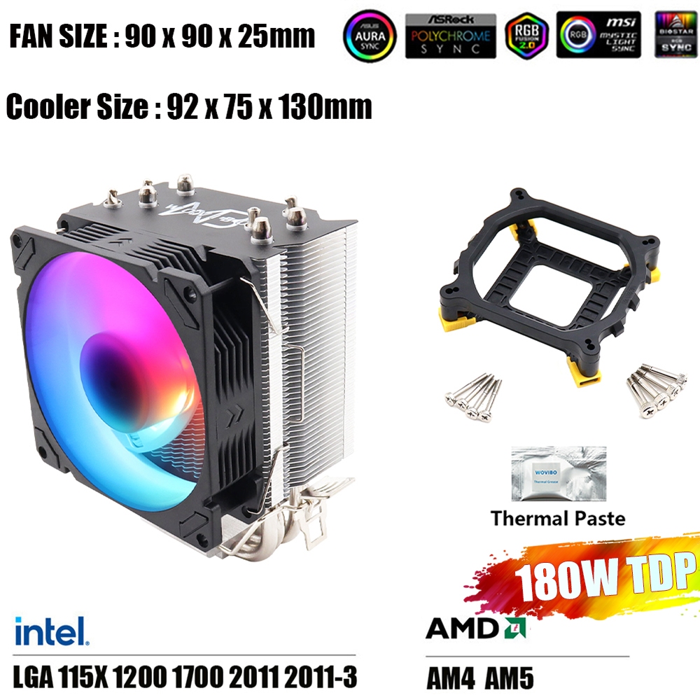 Wovibo Cpu Cooler Ventilador Argb Rgb Intel 1155 115x 1200 1700
