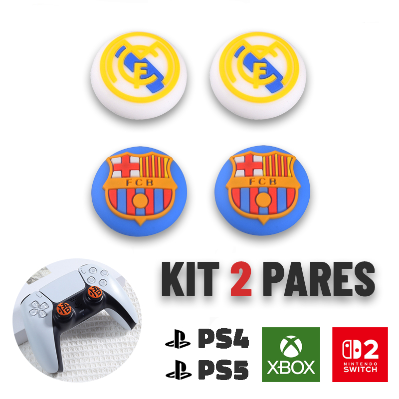 2 Pares 4 Unidades De Grip Borracha de Silicone Para Analógicos de Controles de PS5, PS4, Xbox Series, One e 360