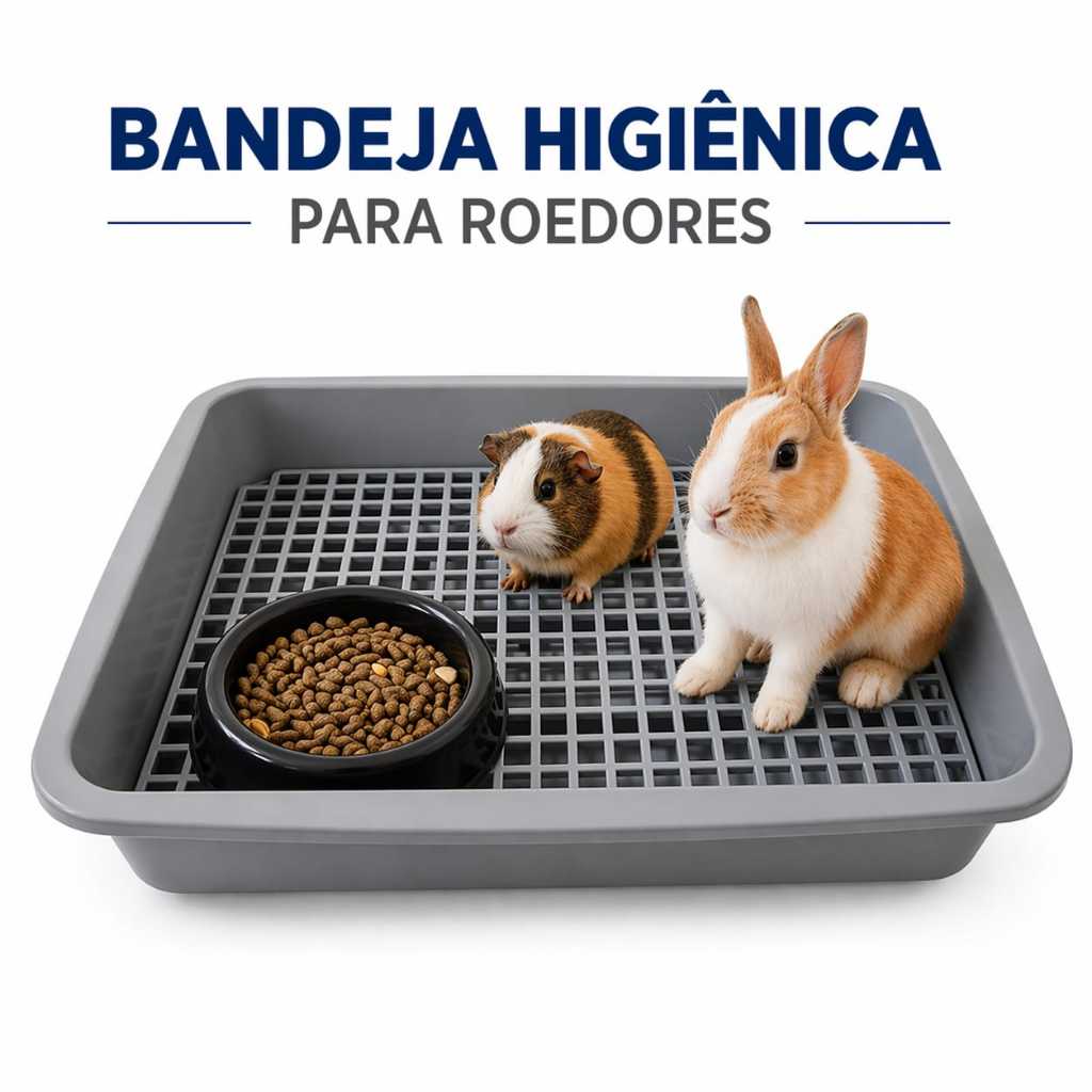 Sanitário Banheiro bandeja QUADRADA C/ GRADE para Coelho e
