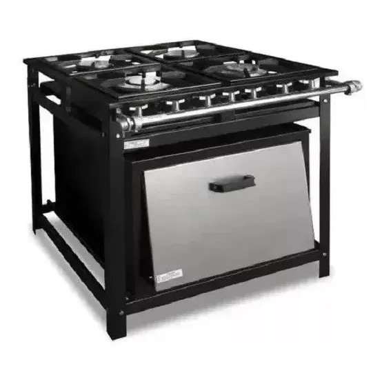 Fogão Industrial 4 Bocas A Gás Cristal Aço Preto GLP 30x30 (
