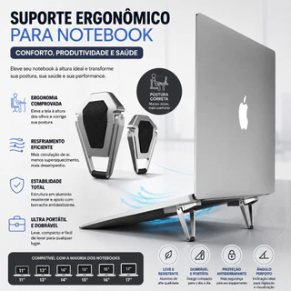 Suporte ergonômico de alumínio Notebook laptop Macbook Air Mesa e elevador de teclado alta durabilidade