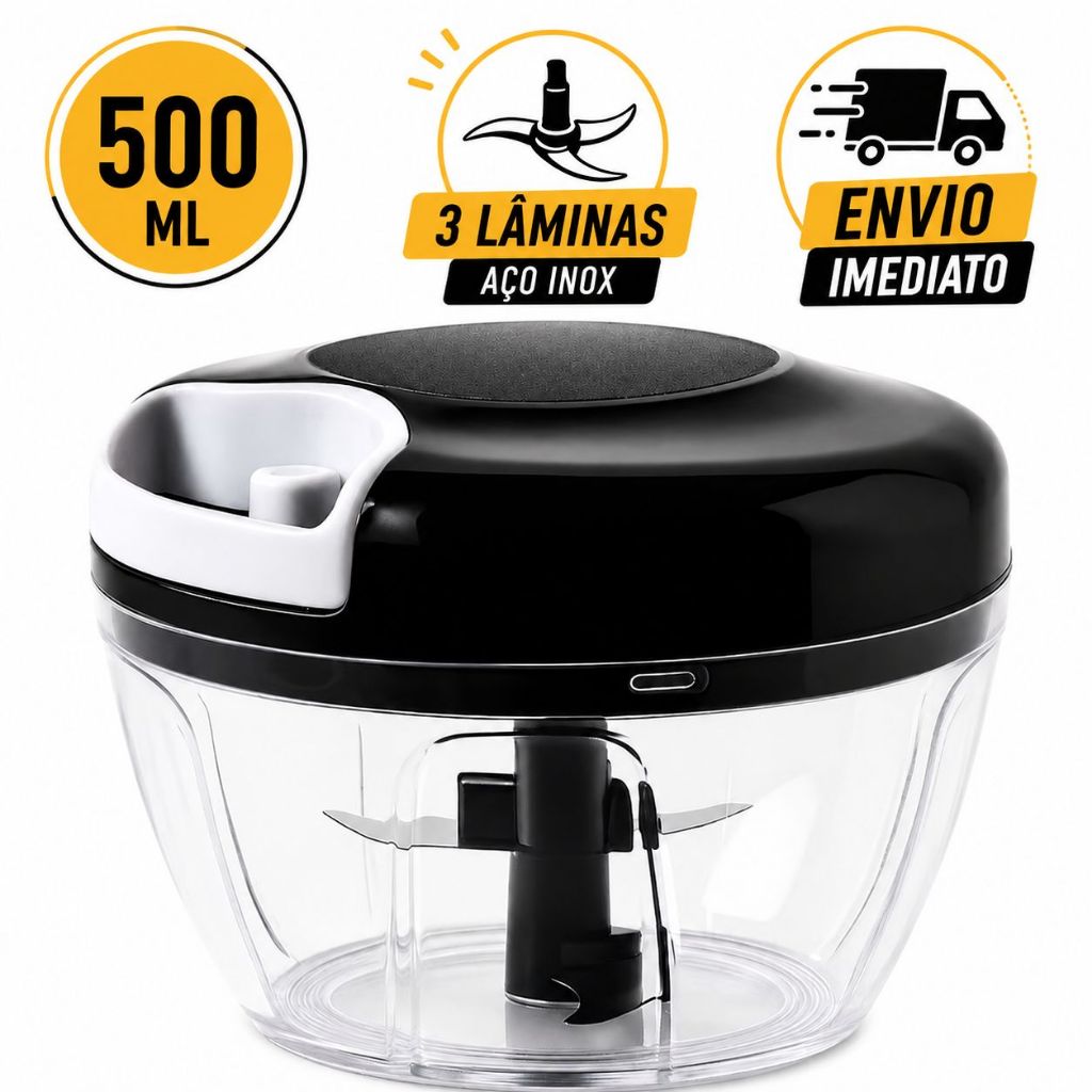 Kit 2 Triturador de Alimentos Grande 500 ml 3 Laminas Proces