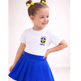 Camiseta Infantil Algodão Estampa Brasil Copa do Mundo Menina Princesa Look Brasileiro.... — foto 4 — Achou Levou Brasil