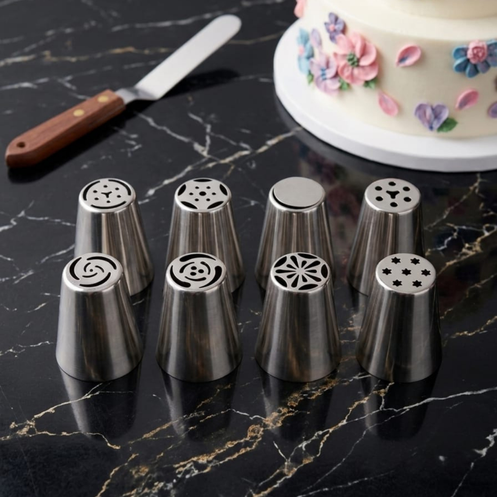 Kit 8 Bicos Russos Inox - Crie Flores E Desenhos Com Um Só C