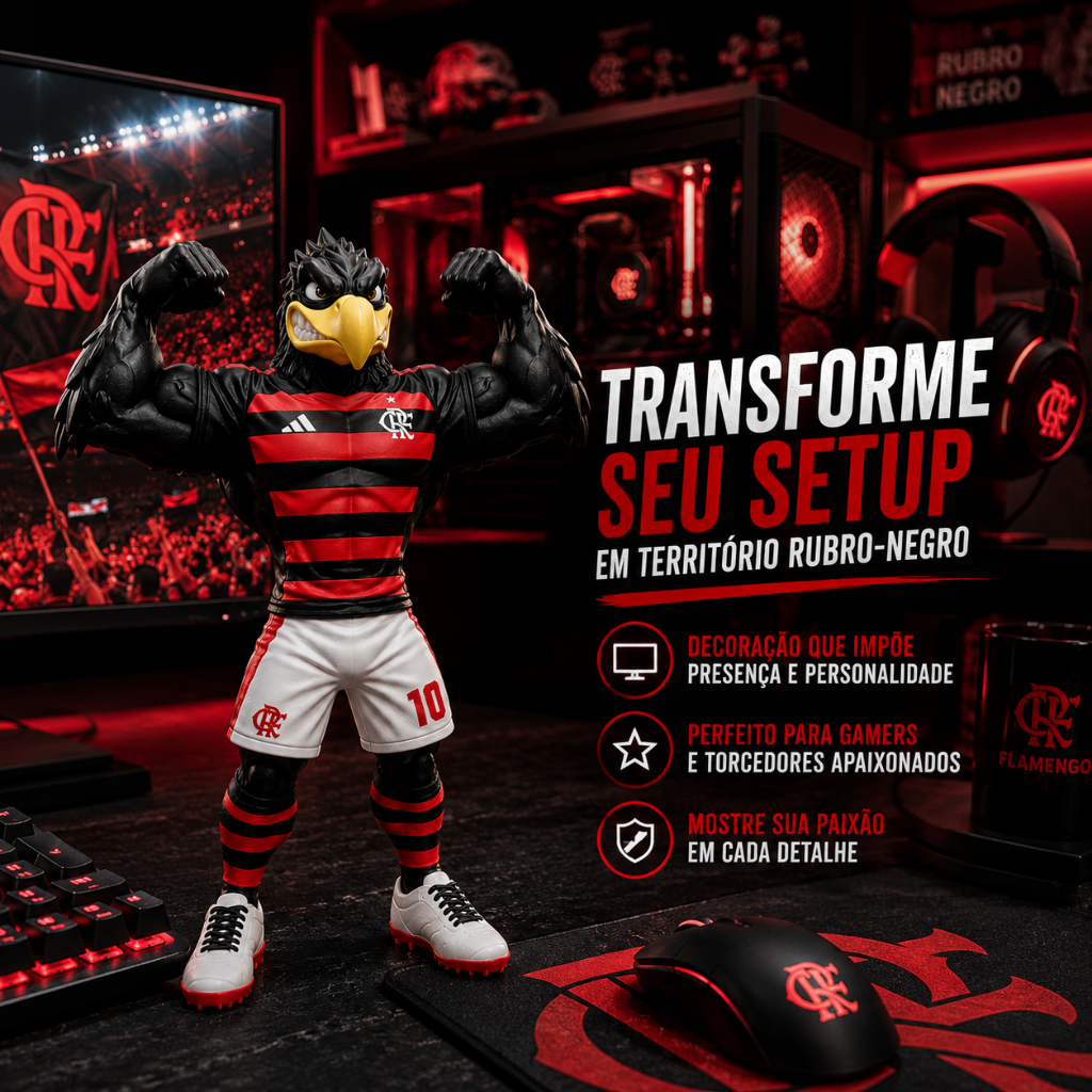 Estátua Colecionável Mascote do Flamengo 25Cm – Peça Premium para