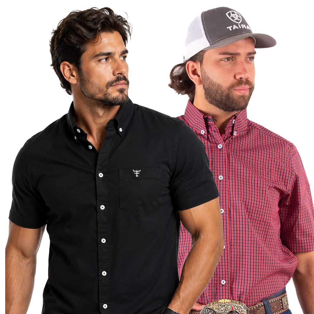 Camisa Manga Curta Ariatt Preta Masculina Country Peão Cowboy | Shopee ...