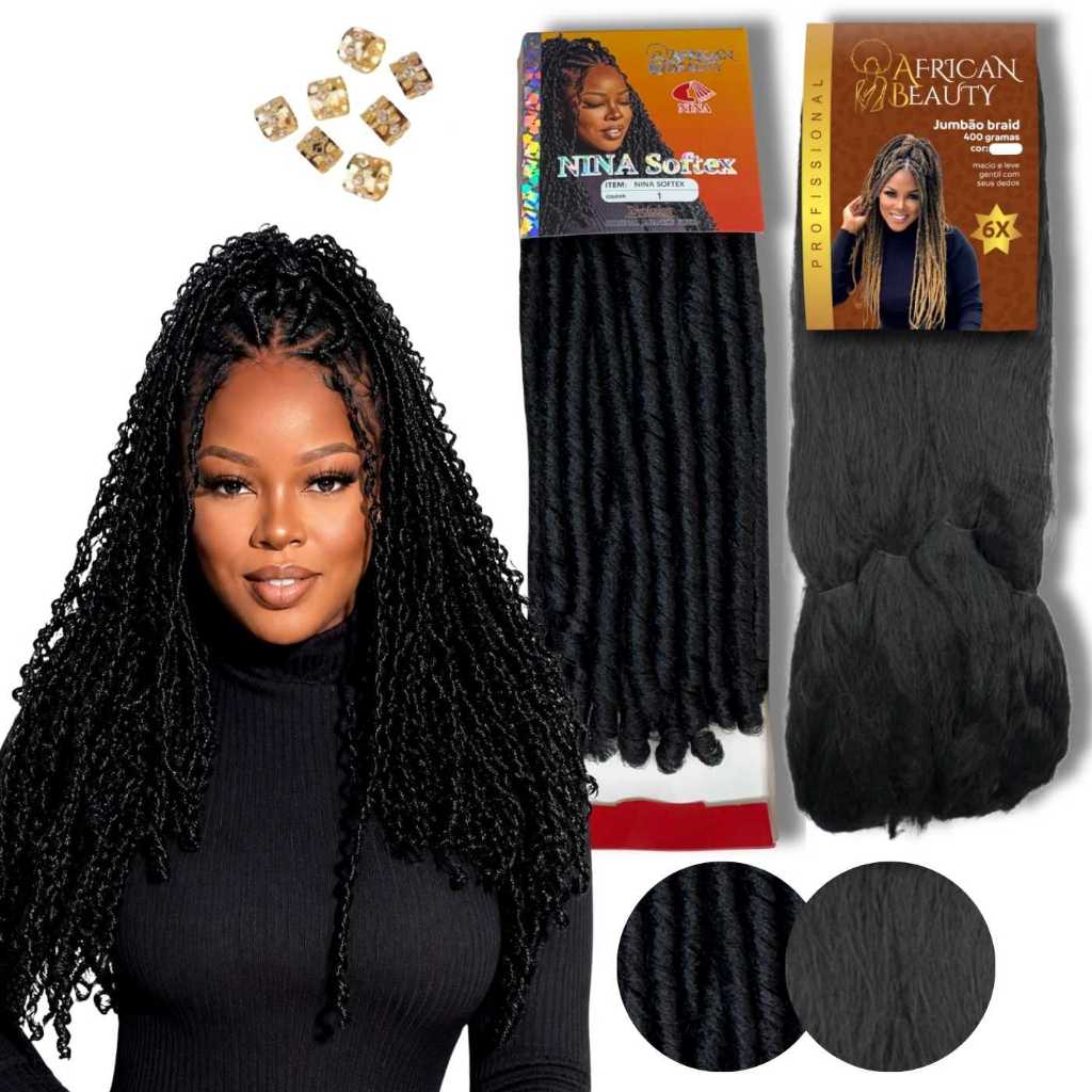 Kit Gypsy Braid 1 Jumbo 400g African Beauty e Nina Softex 70g