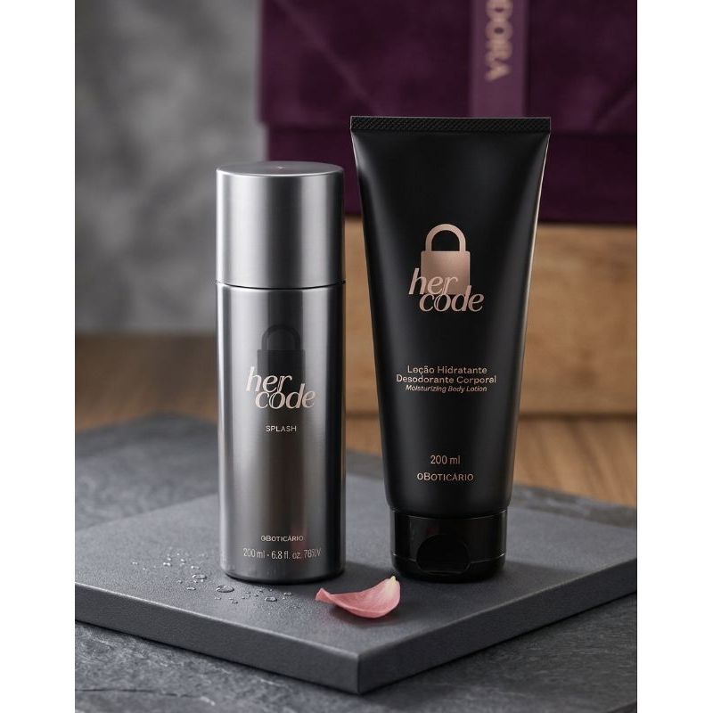 Kit Presente Dia Das Mães Her Code 2 itens: splash 200ml + loção 200 ml ...