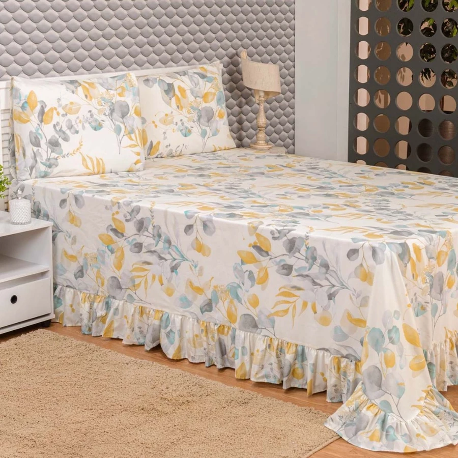 Kit Colcha Cobre Leito  400 Fios Toque Macio 3 Peças com Porta Travesseiro. Queen ou King. Diversas Estampas