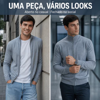 Sueter Masculino Casaco Masculino Sobretudo Masculino Blusa Frio Sueter Trico Com Zíper