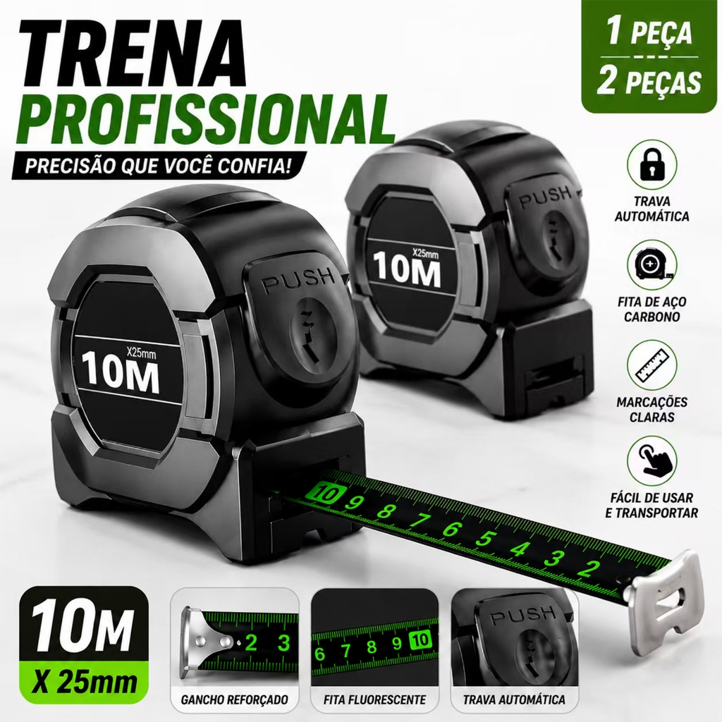 1Peça/2 Peças Trena Profissional Fita Métrica Fluorescente Com Trava 5M/7.5M/10M Aço Inoxidável Alta Precisão