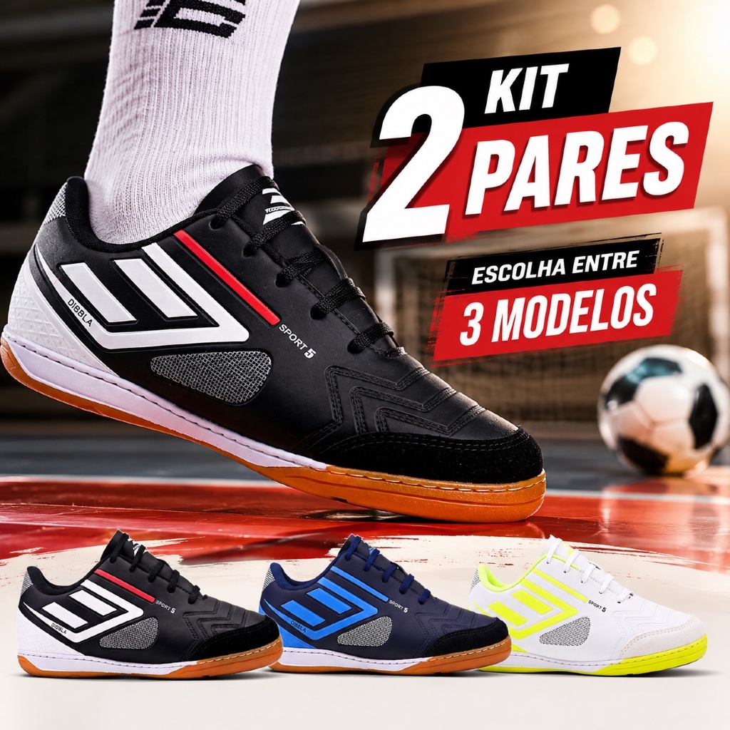 2 Pares Chuteira Salão Futsal Palmilha Gel Futebol Quadra