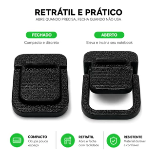 Suporte para Notebook Pezinho Elevador Retrátil Ergonômico Adesivo Universal 2 Unidades