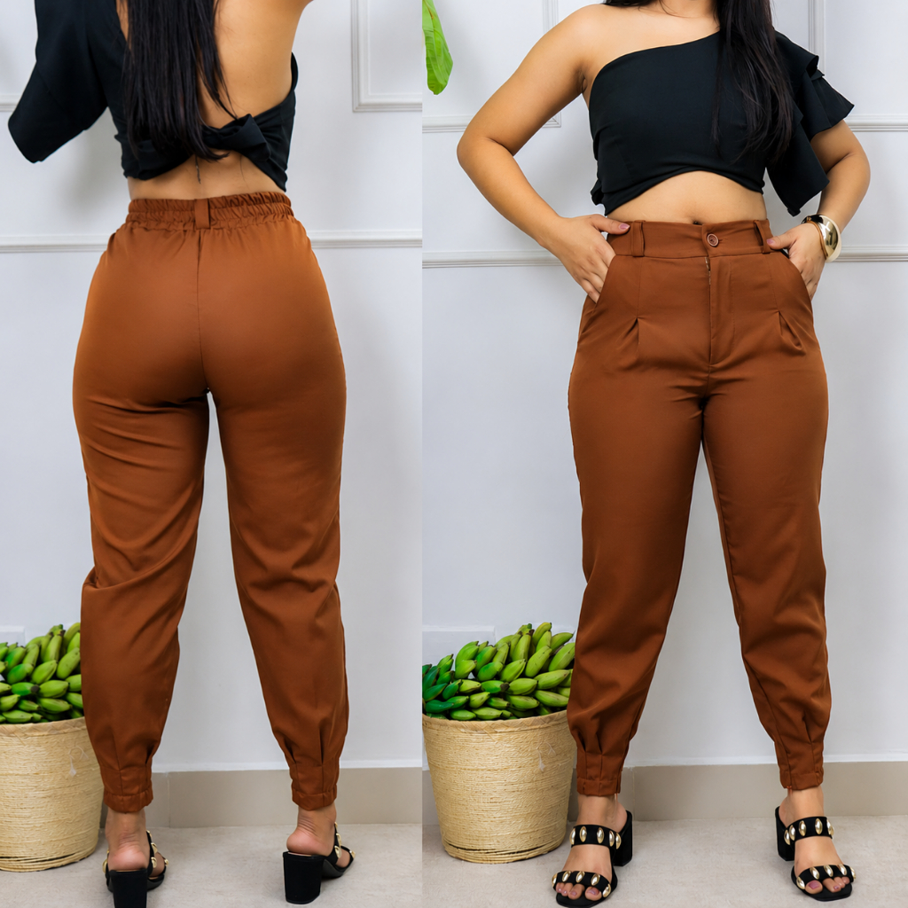 パンツ CITERA AUTOBAHN KRAFT PANTS 4505-25506 Calça Cenoura Jogger Alfaiataria Feminina – Cintura Alta, Zíper na