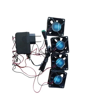 kit 4 cooler ventoinha 6cm mais fonte 12v mais conector cooler 60x60x25mm